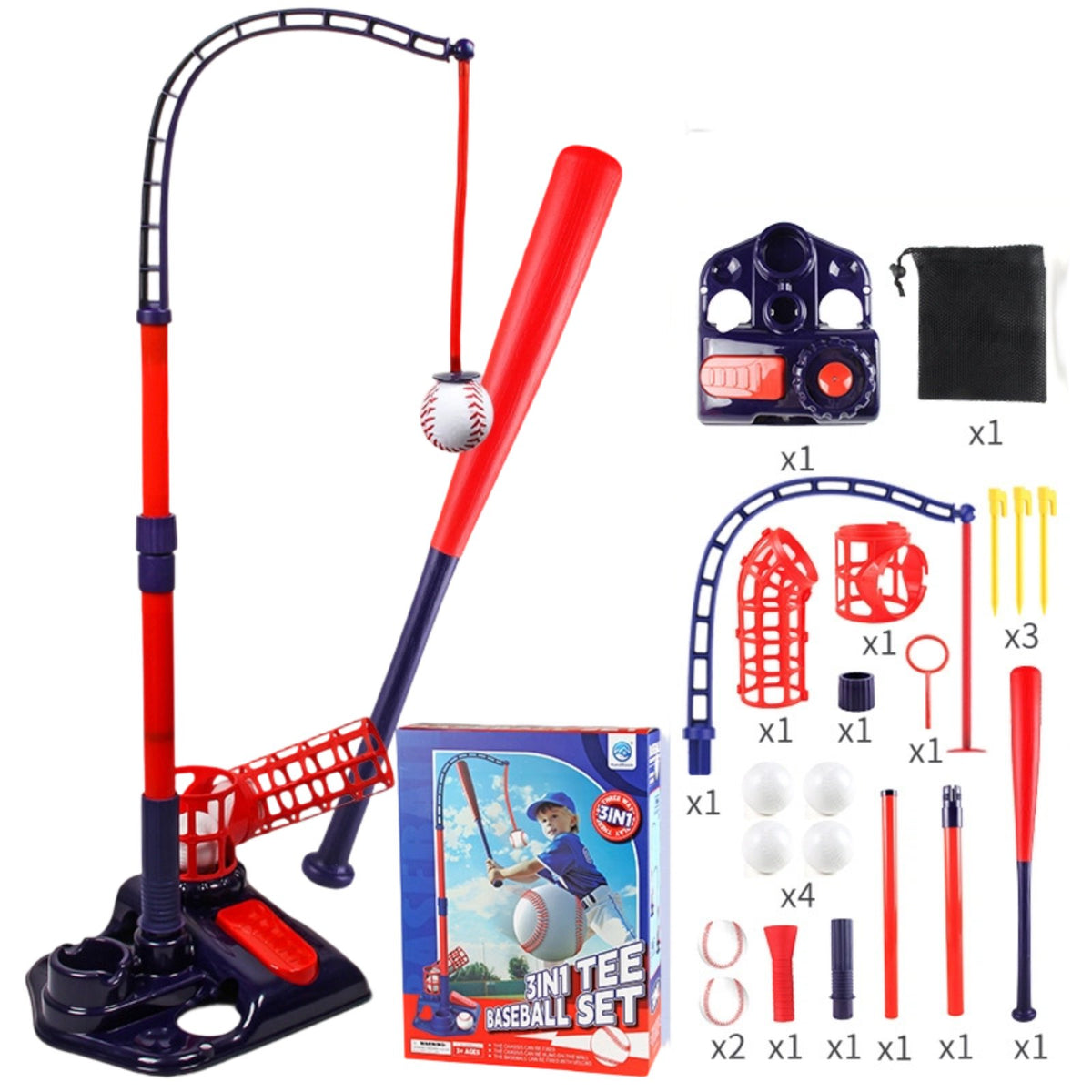 Parent-Child Interaction Kids Baseball Launcher Set Indoor Outdoor Play Spring-up Baseball Launcher Set Develops Hand-Eye Coordination