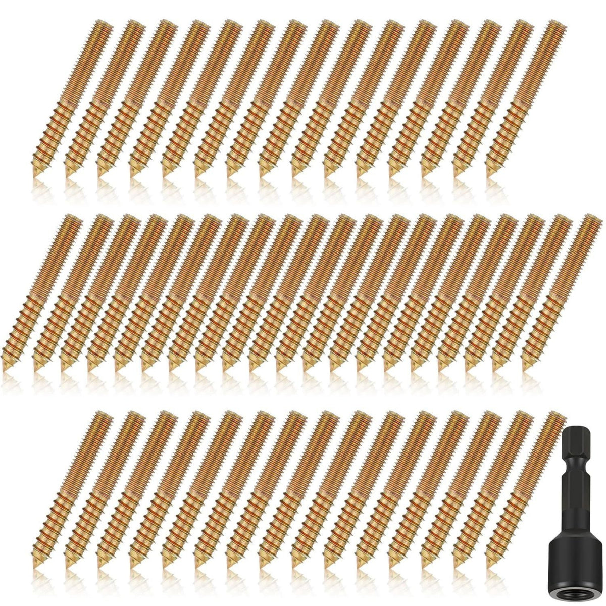 50 Pieces Zinc-Plated Double-Headed Screws Corrosion-Resistant Self-Tapping Screws Easy Installation Fasteners Long-Lasting for Woodworkers, Furniture Assembly