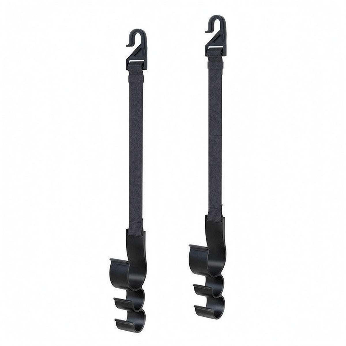 Woven Strap Seat-Back Umbrella Holder Molded Plastic Back-Seat Hanging Hook Multiple Slots Backseat Hanger Black