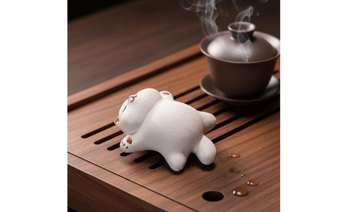 Feline Tea Figurine Pet Textured Surface Lying Cat Figurine Hand-Painted Home Decor