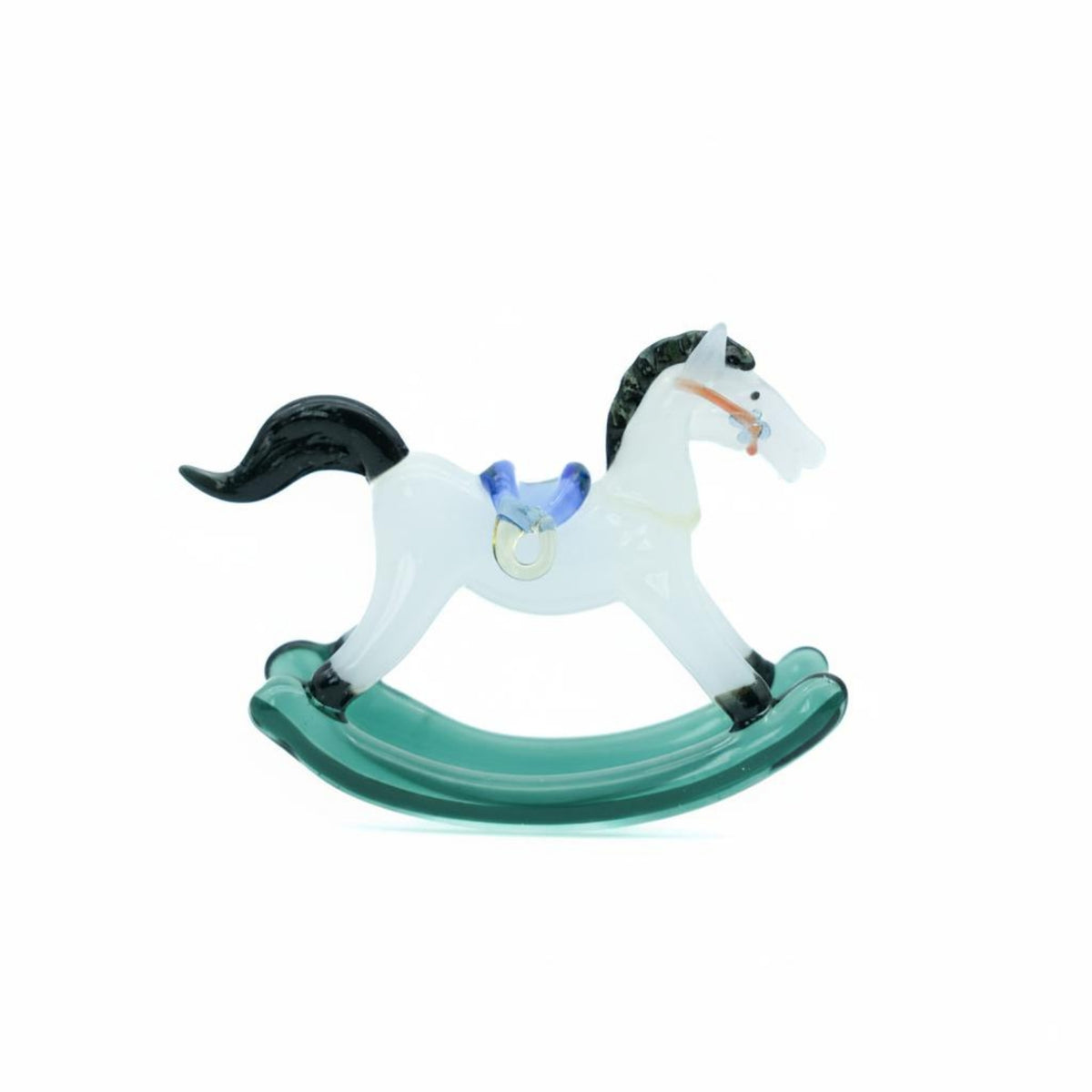 Rocking Horse Figurine Colored Glaze Glazed Horse Ornament Unique Charm Sculpture for Entryway