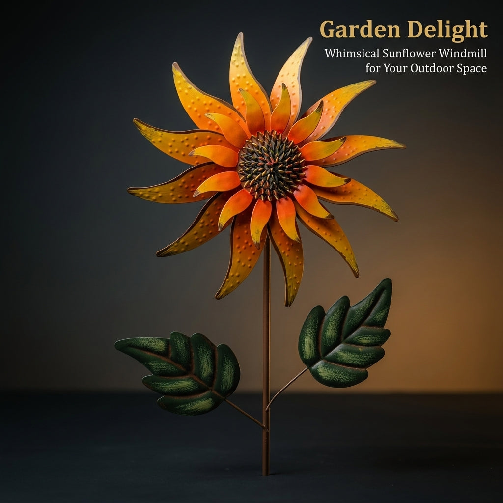 Spinner for Outdoor Garden, Metal Windmill Stake, Iron Sculpture for Patio Yard Decoration, Rotating Pinwheel