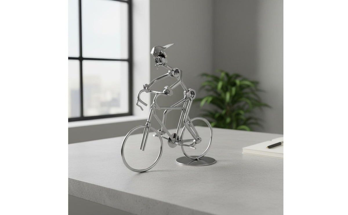 Steel Cycle Figure Figurine Handcrafted Metal Cycle Sculpture Model Cycle Sculpture Decor