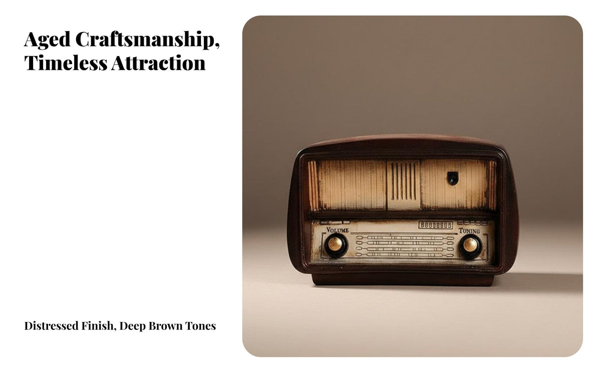 Nostalgic Design Retro Resin Radio Model Distressed Finish Vintage Radio Model Compact Lightweight for Home Decorators, Business Owners, Photography Prop, Living Room, Window Display, Bookshelf