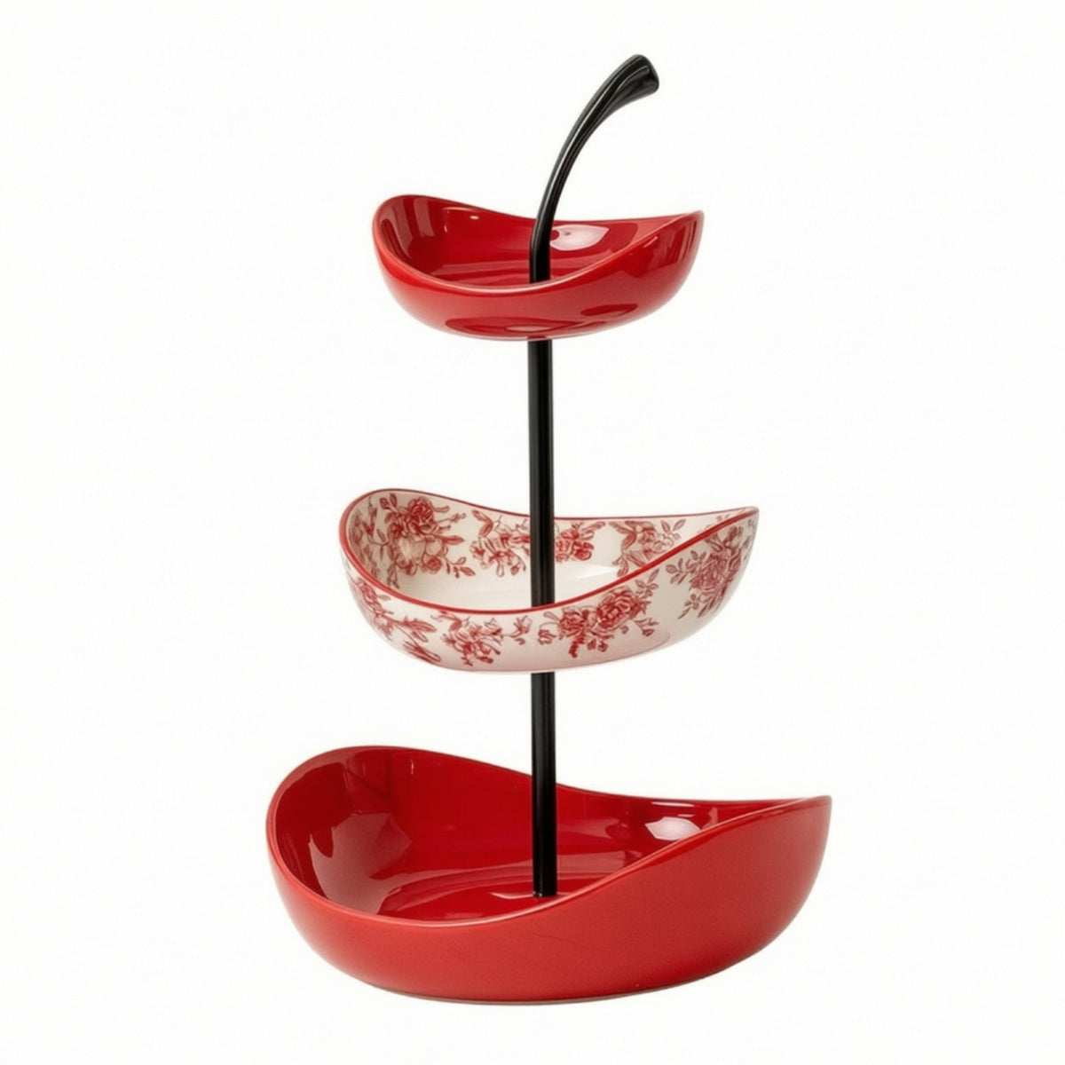 3 Tier Fruit Plate Space Saving Ceramic Fruit Bowl with Stand Stable Tiered Serving Tray for Hosts, Reception Counter
