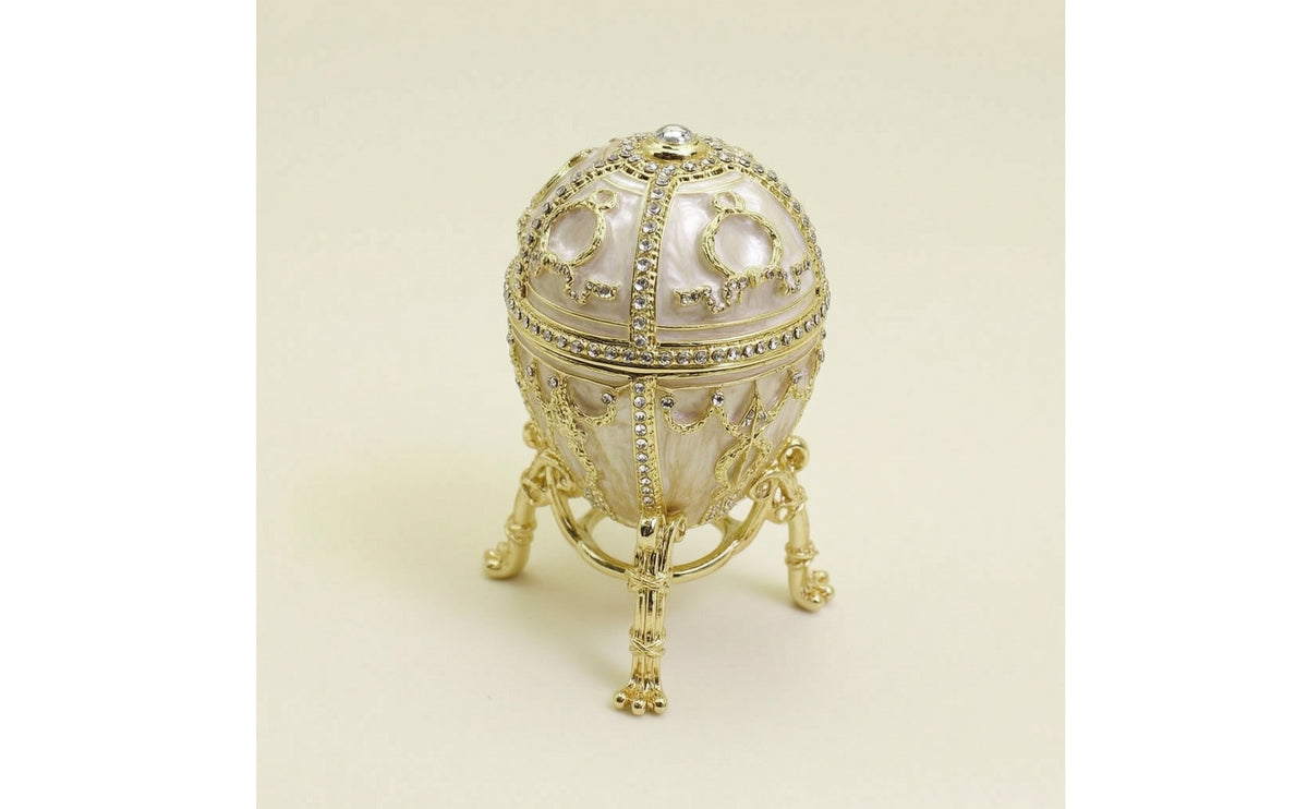 Egg Trinket Box Jeweled Egg Shaped Trinket Box Rhinestone Hinged Jewelry Case for Dresser