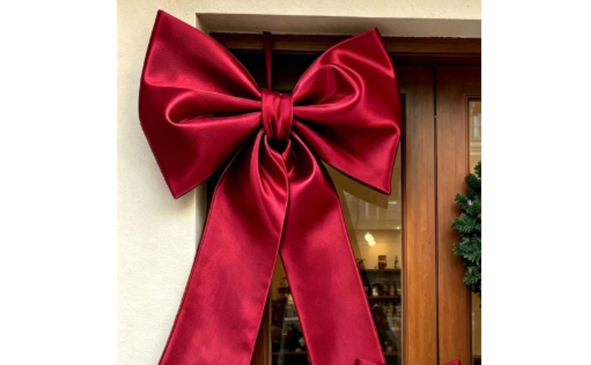 Burgundy Christmas Bow | Glossy, Satin Bow, for Holiday Decor