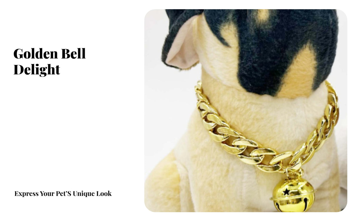 Pet Chain with Bell Decorative Gold Chain Pet Stylish Design for Cats, Dogs, Costume Accessory, Photo Shoots, Special Occasions