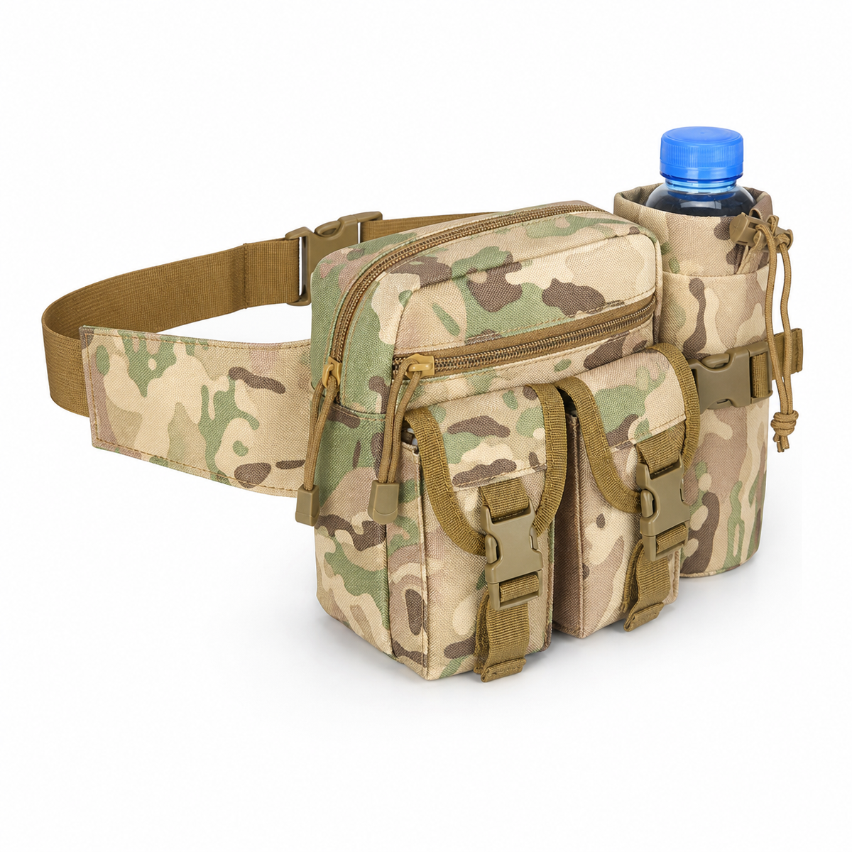 Outdoor Sports Running Waist Bag with Water Bottle Holder, Tactical Style, Water-Resistant, for Mountaineering and Hiking