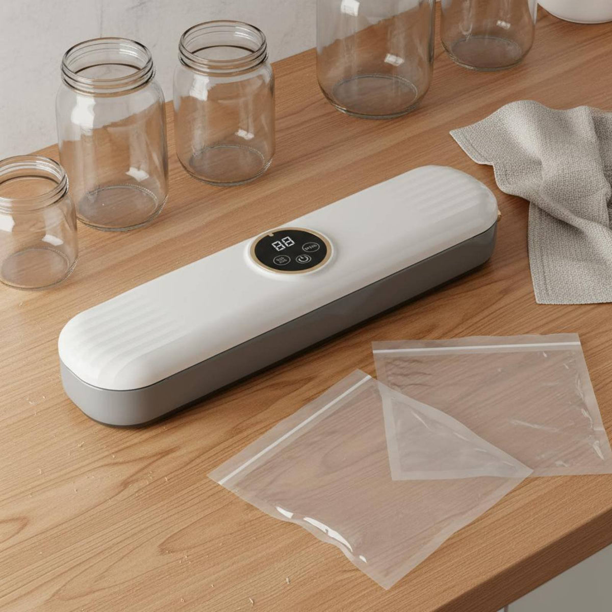 Fast Sealing Vacuum Sealer Machine Strong Suction Automatic Food Sealer Single-Press Operation Compact Vacuum Packer for Home