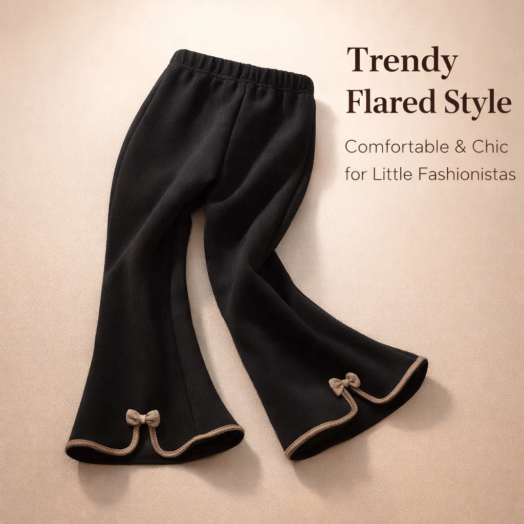 Flared Leggings for Girls with Fleece Lined Warmth for Autumn Winter, Made from Soft Modal Viscose Fiber, Comfortable School Trousers