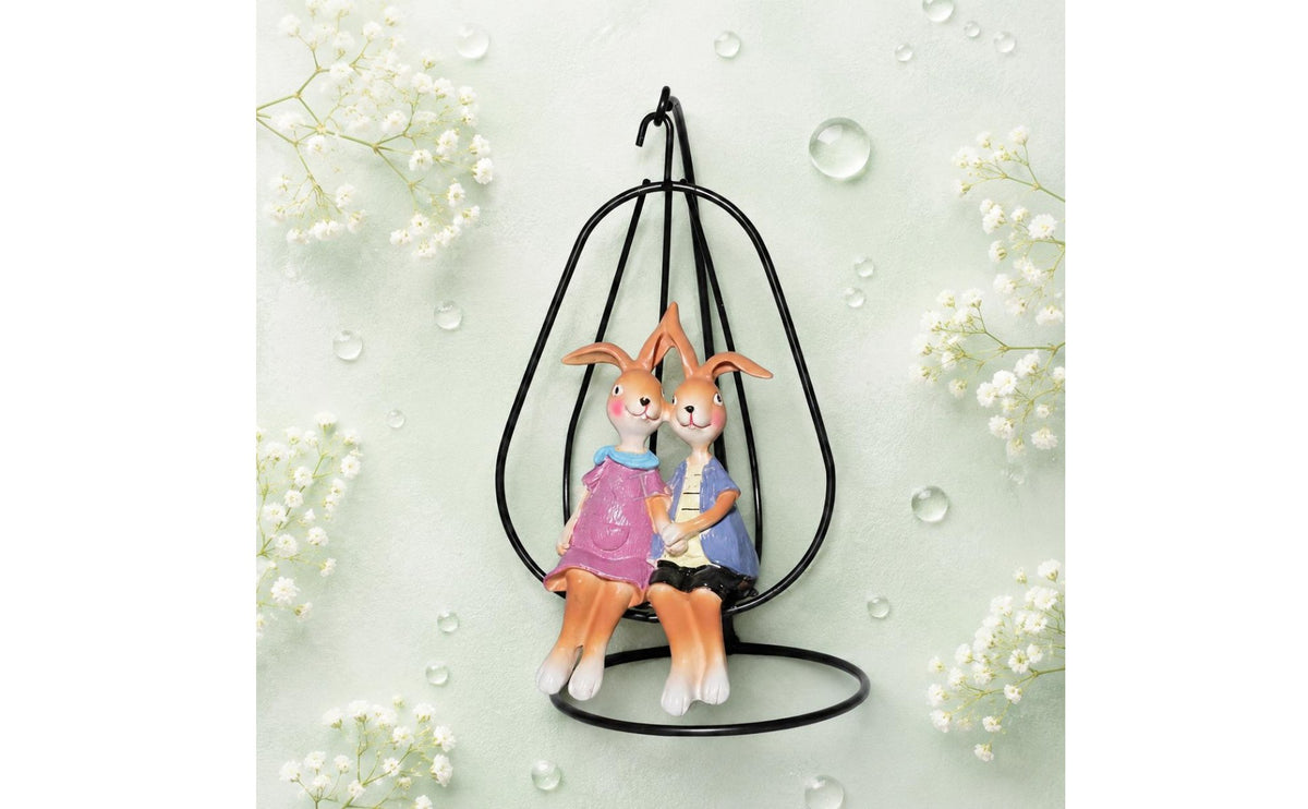 Swing Rabbit Ornament Painted Details Creature Sculpture Cute Design