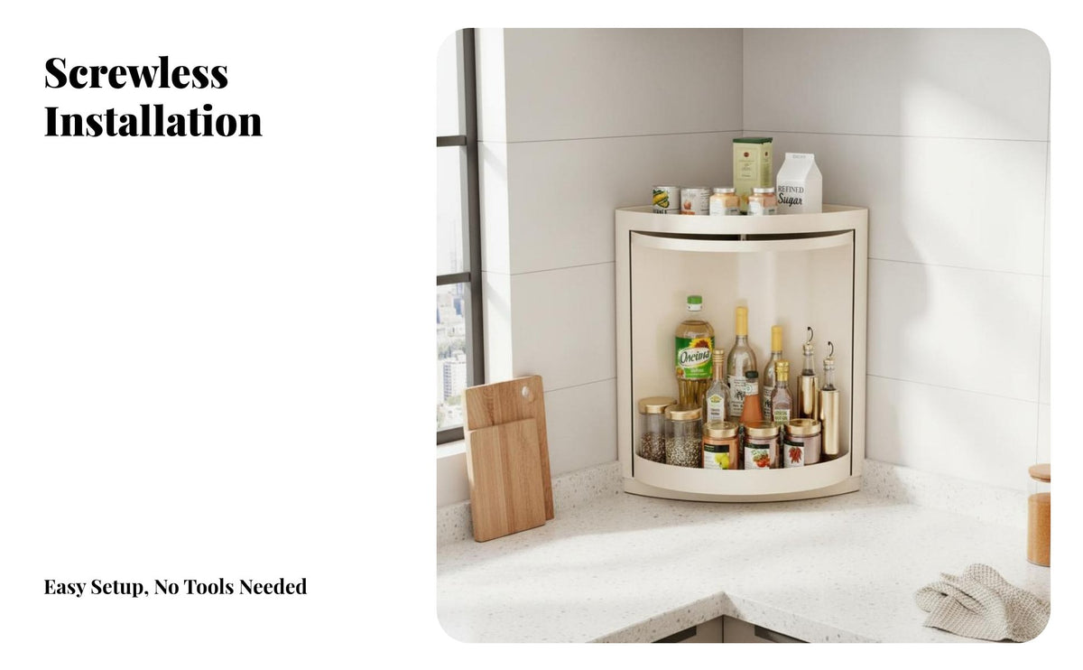 360 Degree Rotation Rotating Seasoning Rack Space-Saving Design 2-Tier Rotating Tray Large Capacity Kitchen Organizer Easy to Clean for People with Small Kitchens, Home Cooks, Apartment Dwellers, Countertop, Pantry, Bathroom, Vanity