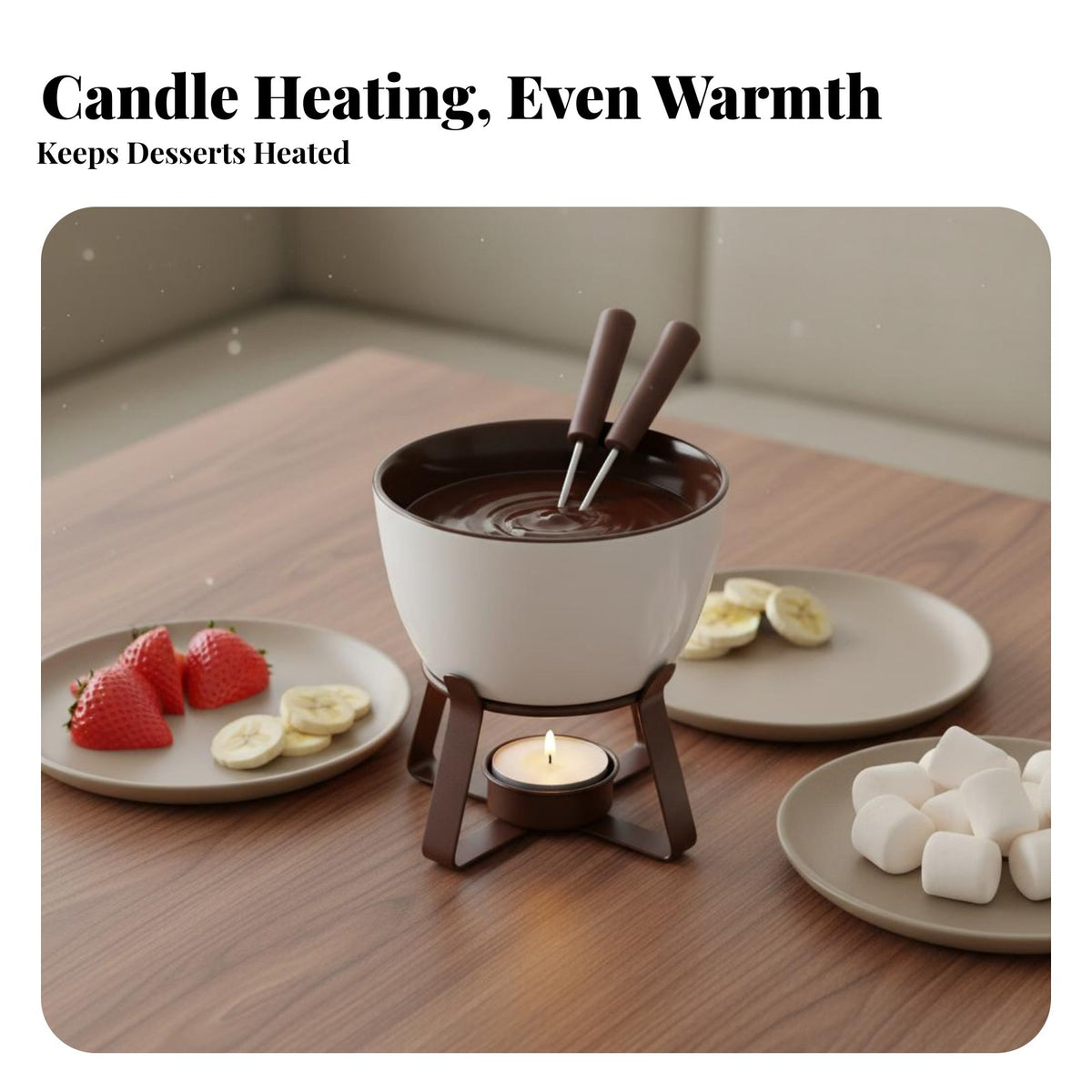 Chocolate Fondue Set Shiny Glaze Chocolate and Cheese Warmer Ceramic Fondue Set Perfect Gift Porcelain Tapas Pot Dishwasher Safe