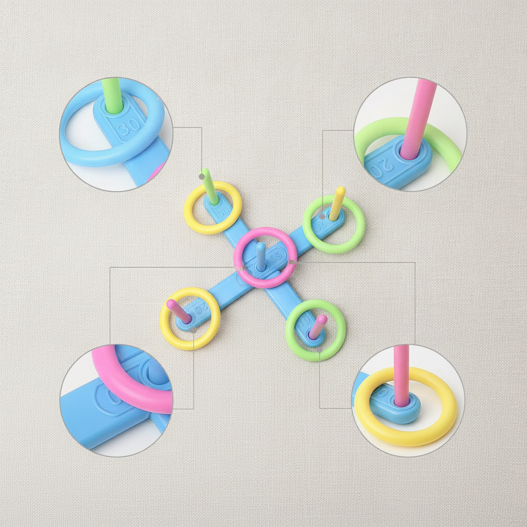 Kids Ring Toss Game Set Plastic Hoops Outdoor Indoor Family Fun Educational Toy for Toddlers and Children