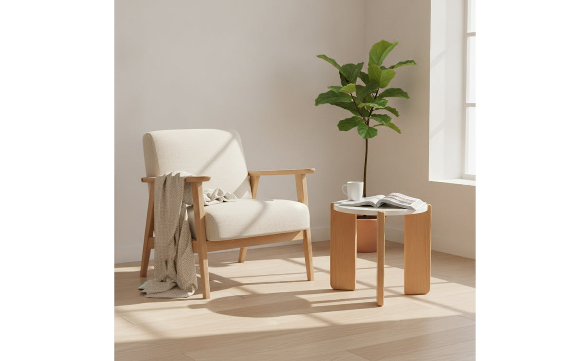 Round Side Table Compact Side Table Modern for Living Room, Reading Corners