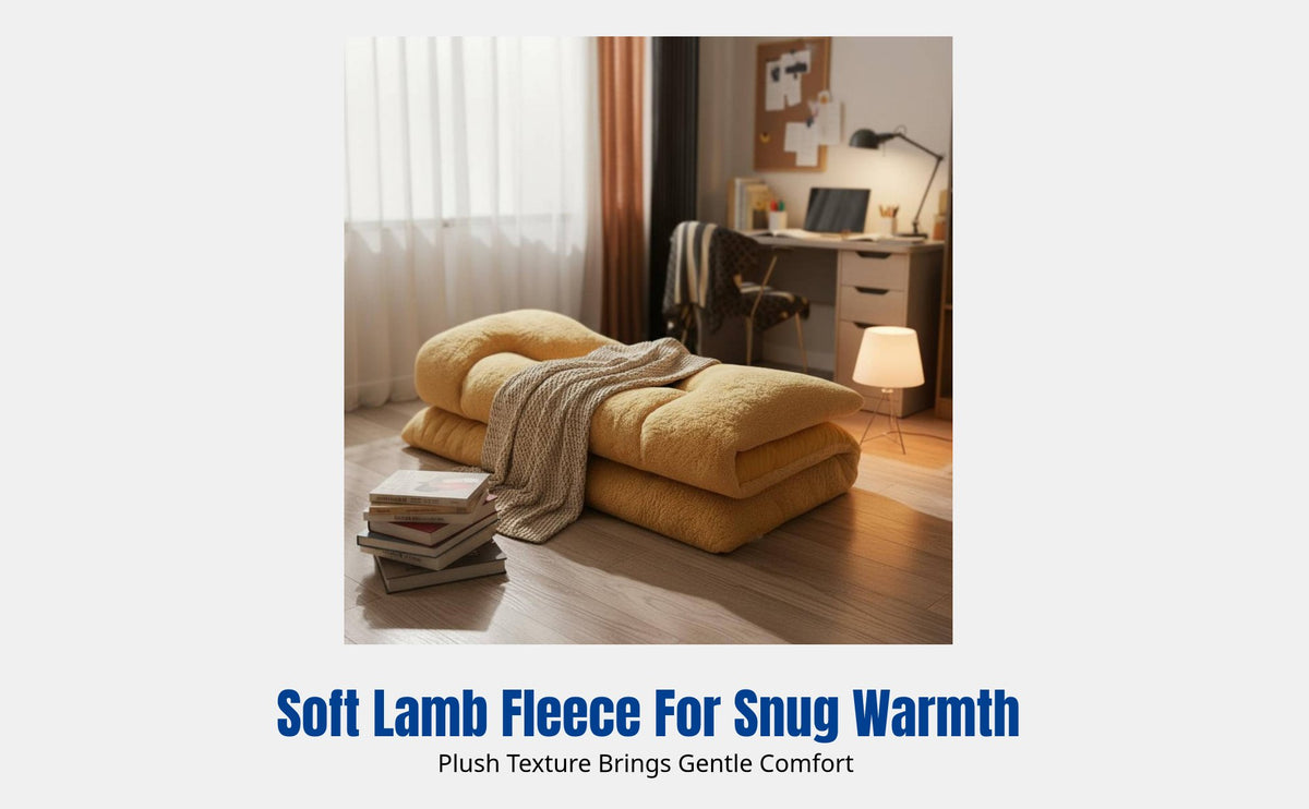 Thick Lamb Fleece Mattress Pad, Non-Slip Foldable Floor Mat, Warm Bed Topper for Home Dorm Student