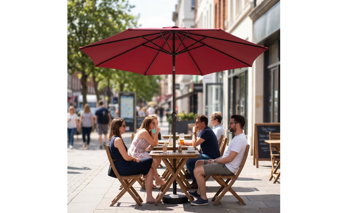 UPF50plus Crank Patio Umbrella with Tilt Octagonal Outdoor Umbrella with Base Adjustable Sun Shade Protection for Homeowners, Backyard