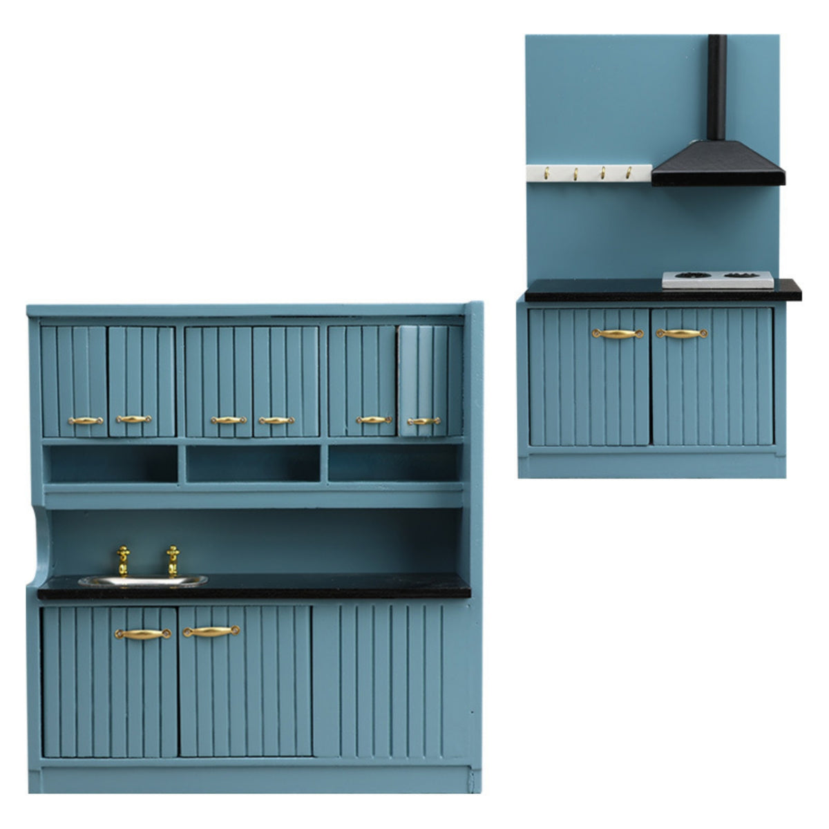 1/12 Dollhouse Kitchen Cabinet with Sink Modern Dollhouse Kitchen Set with Sink European-Style for Dioramas