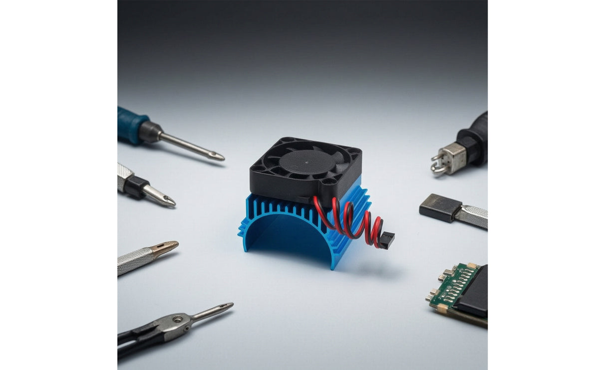 Motor Thermal Sink with Heat Dissipation Fan Dissipation RC Motor Cooling Fan Aluminum for Model Builders, Hobby Projects