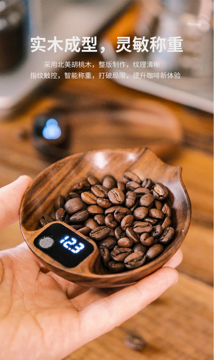 Walnut Wood Coffee Scale with Bean Tray