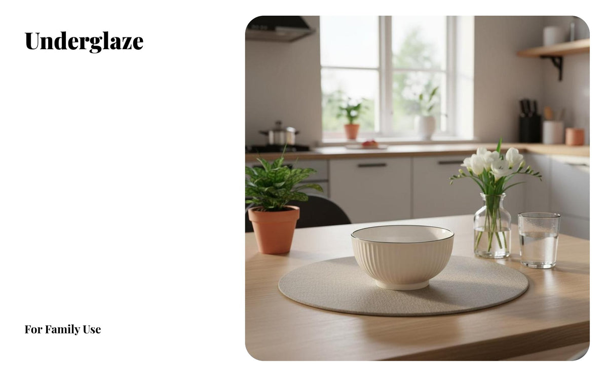 Ceramic Bowl, Underglaze Tableware, Minimalist Nordic Design, Microwave Safe