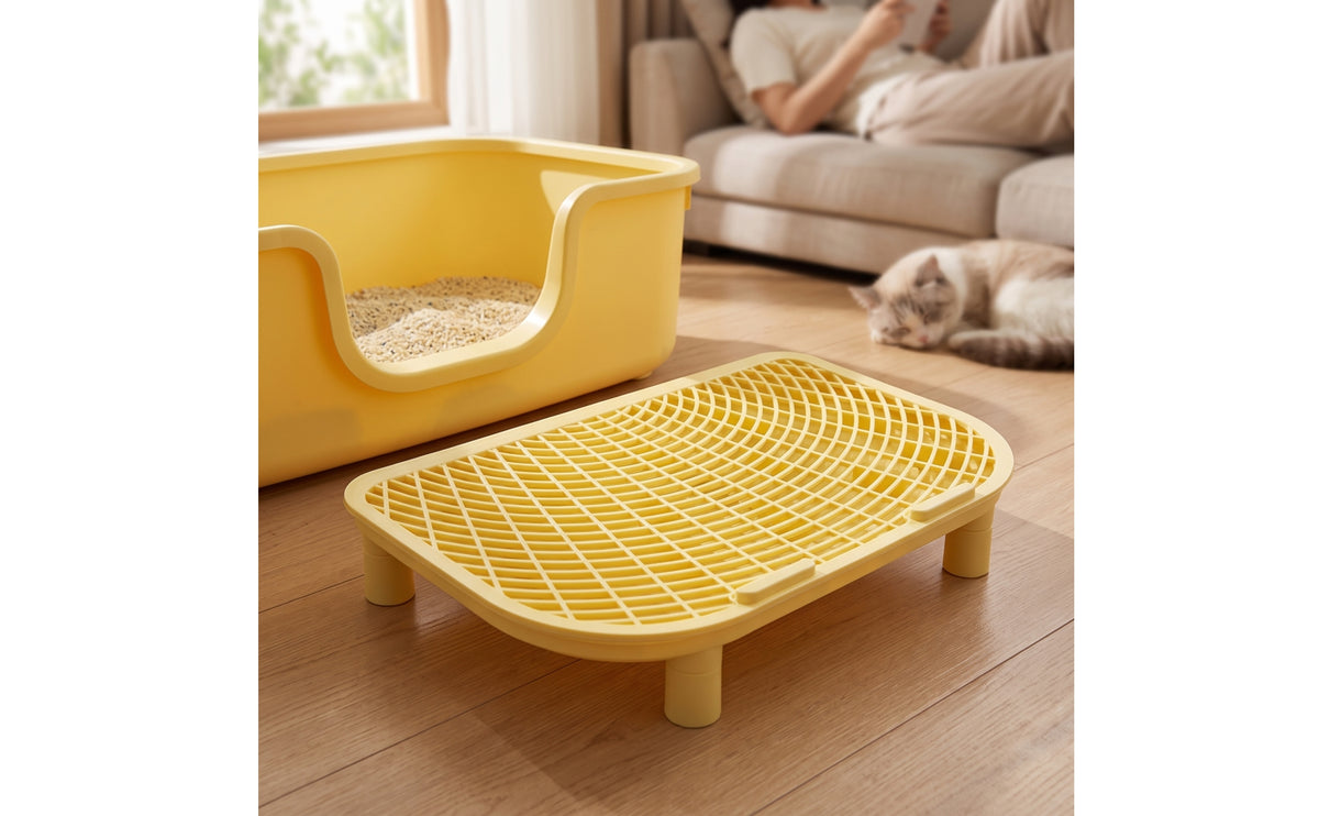 Easy to Clean Cat Litter Mat with Tray Anti-Tracking Double Layer Litter Mat Removable Washable for Pet Owners, Apartment