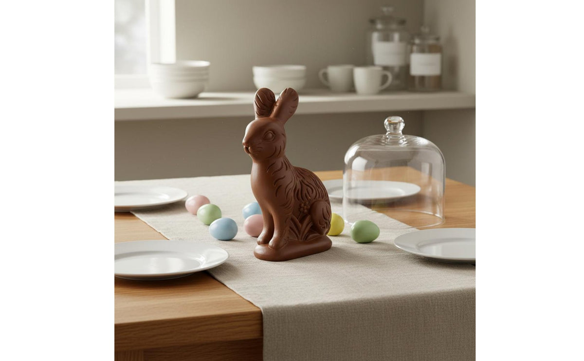 Easter Bunny Ornament 3D Carved Details Easter Hare Ornament Detail Resin Hare Sculpture for Shelf, Living Room
