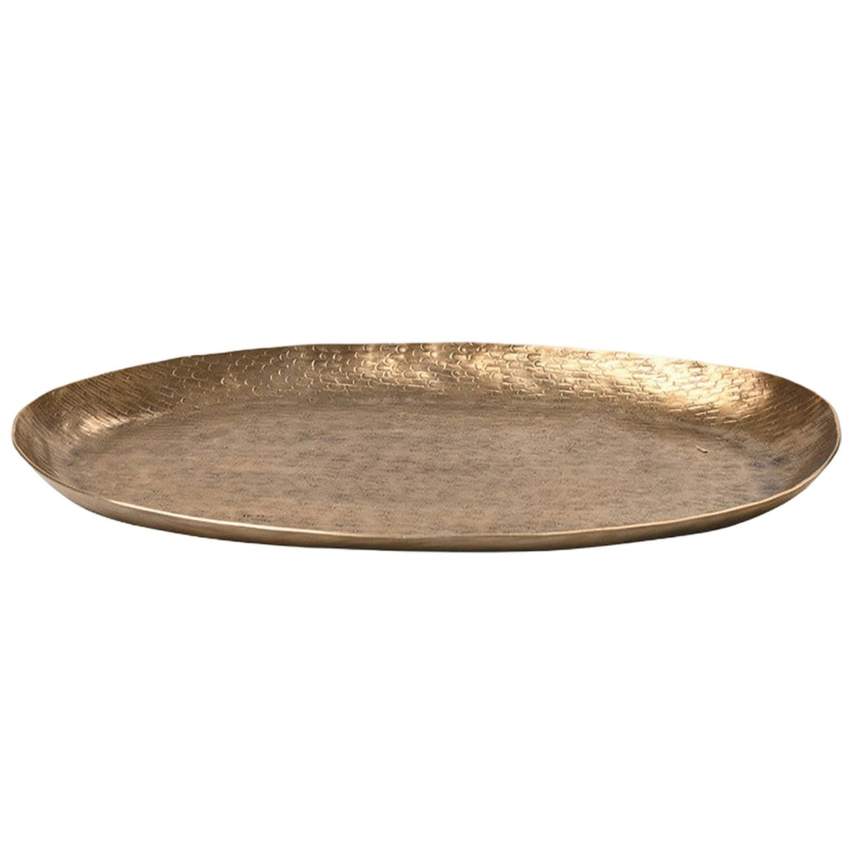 Metal decorative Tray with Textured Surface Sculptural Irregular Elliptical Tray Elegant Decorative Bowl for Coffee Table