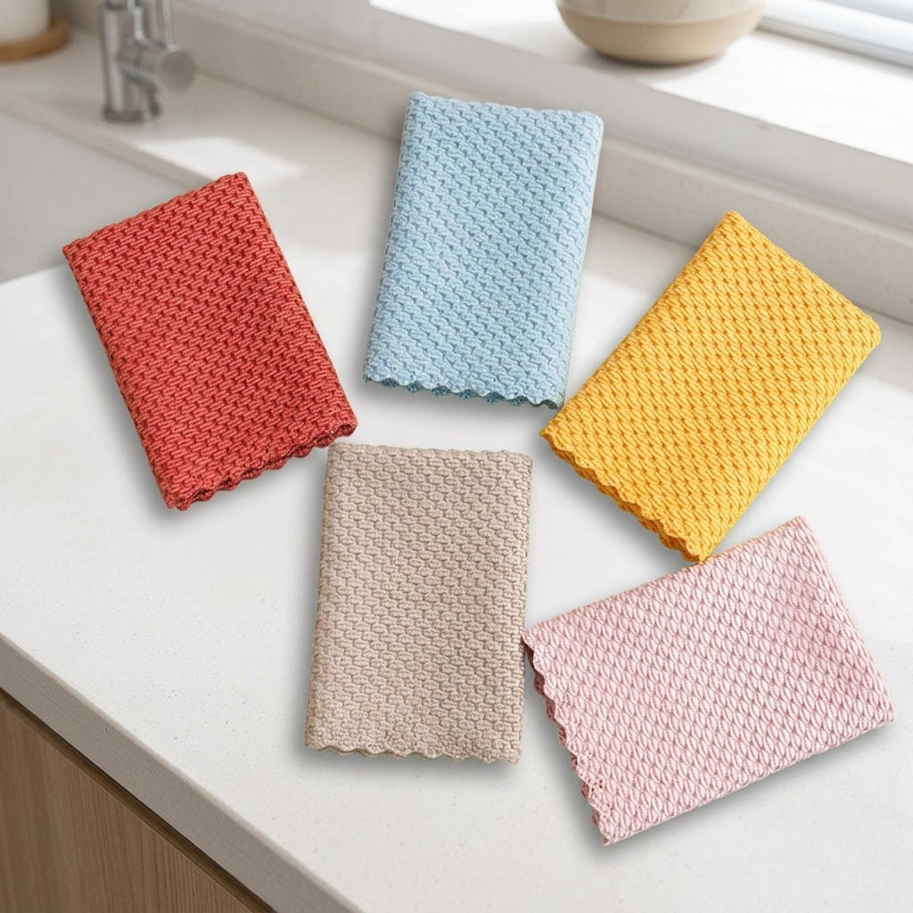 Coral Fleece Cleaning Cloths and 30x30cm Microfibre Cloth, Reusable Microfibre Towel for Kitchen and Car, Absorbent for Glass and Floor Surfaces