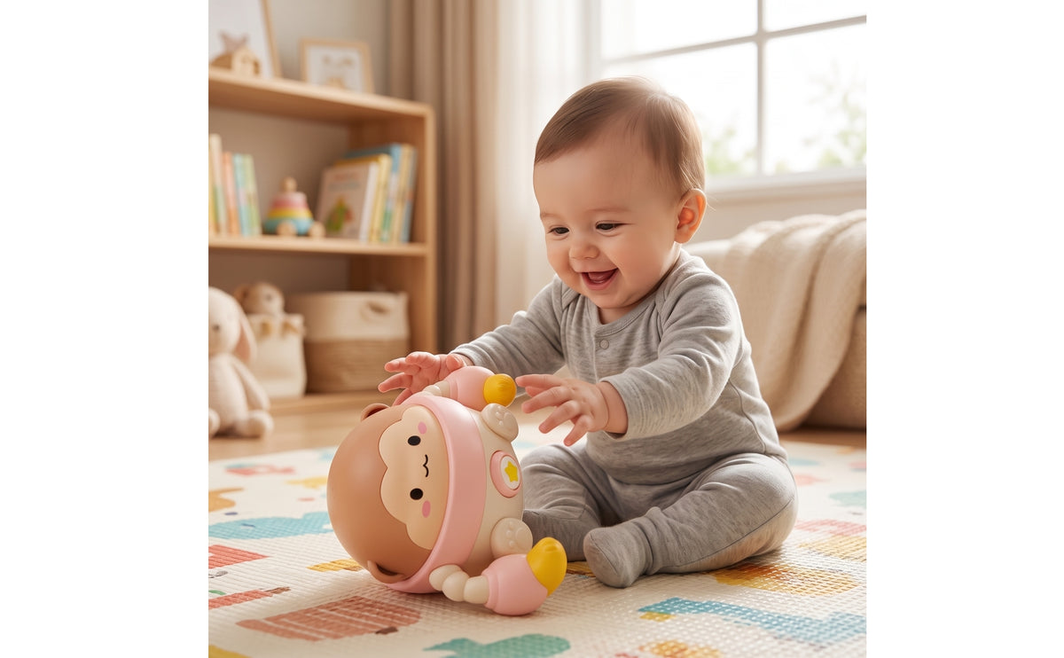 Sound-Responsive Rolling Monkey Toy Interactive Baby Crawling Toy Developmental Educational for Babies, Infants, Toddlers, Tummy Time, Floor Play