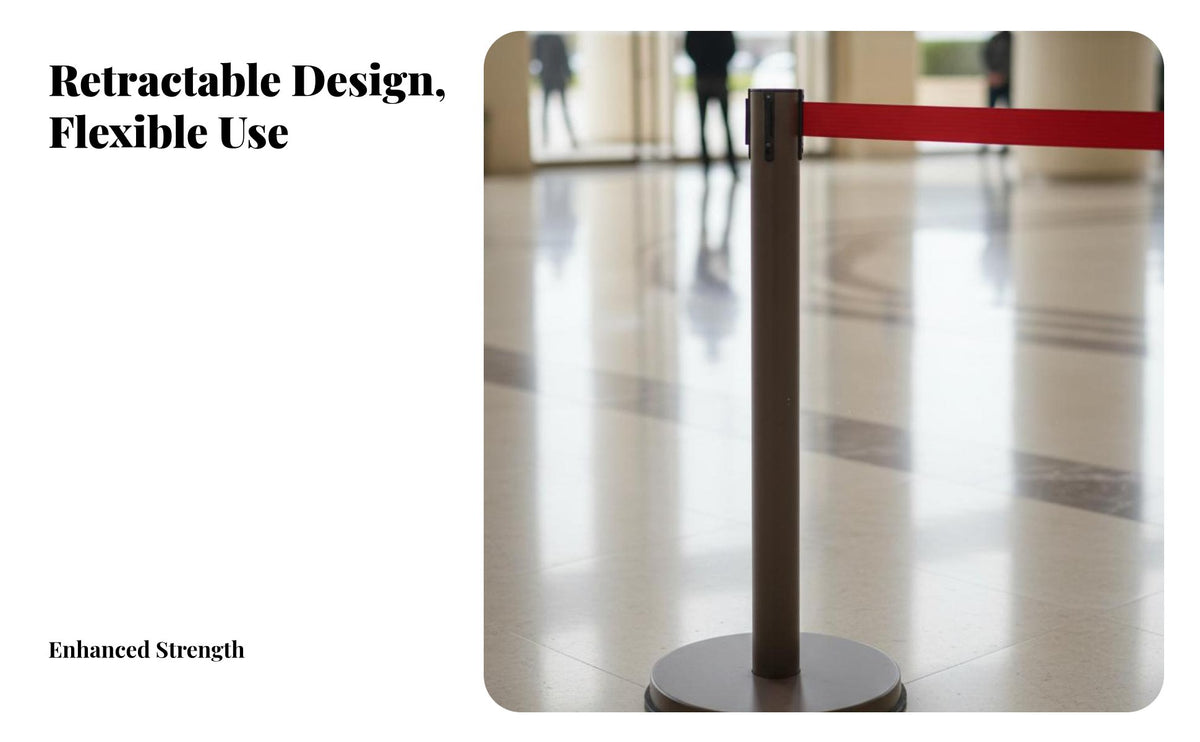 Heavy-Duty Base Retractable Belt Stanchion Sturdy Construction Stainless Steel Queue Pole Stable Belt Barrier Stanchion Easy Assembly for Event Organizers, Security Personnel, Airports, Hotels, Museums, Retail Shop S