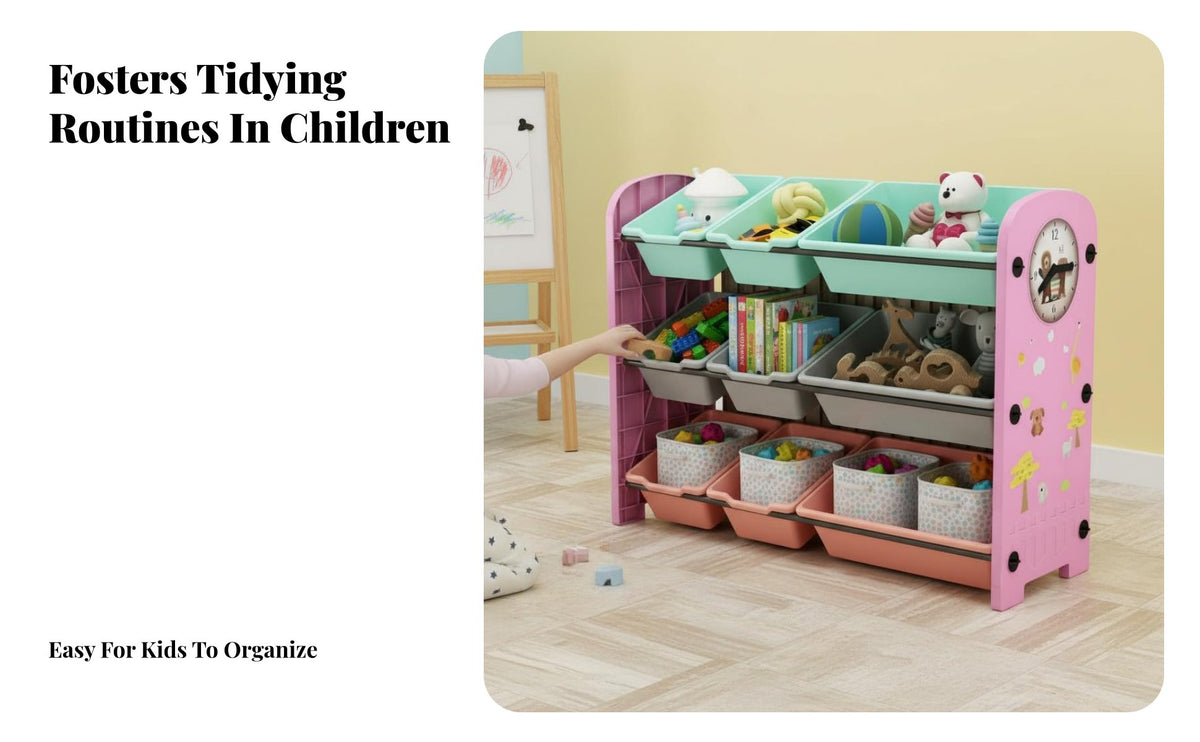 Large Capacity Child S Toy Storage Organizer 2-in-1 Design children's Bookshelf and Toy Bin Unit Odorless Playroom Storage Cabinet with Bins Food-Grade Material for Toddlers, Parents, Nursery, Bedroom, Kindergarten, Living Room