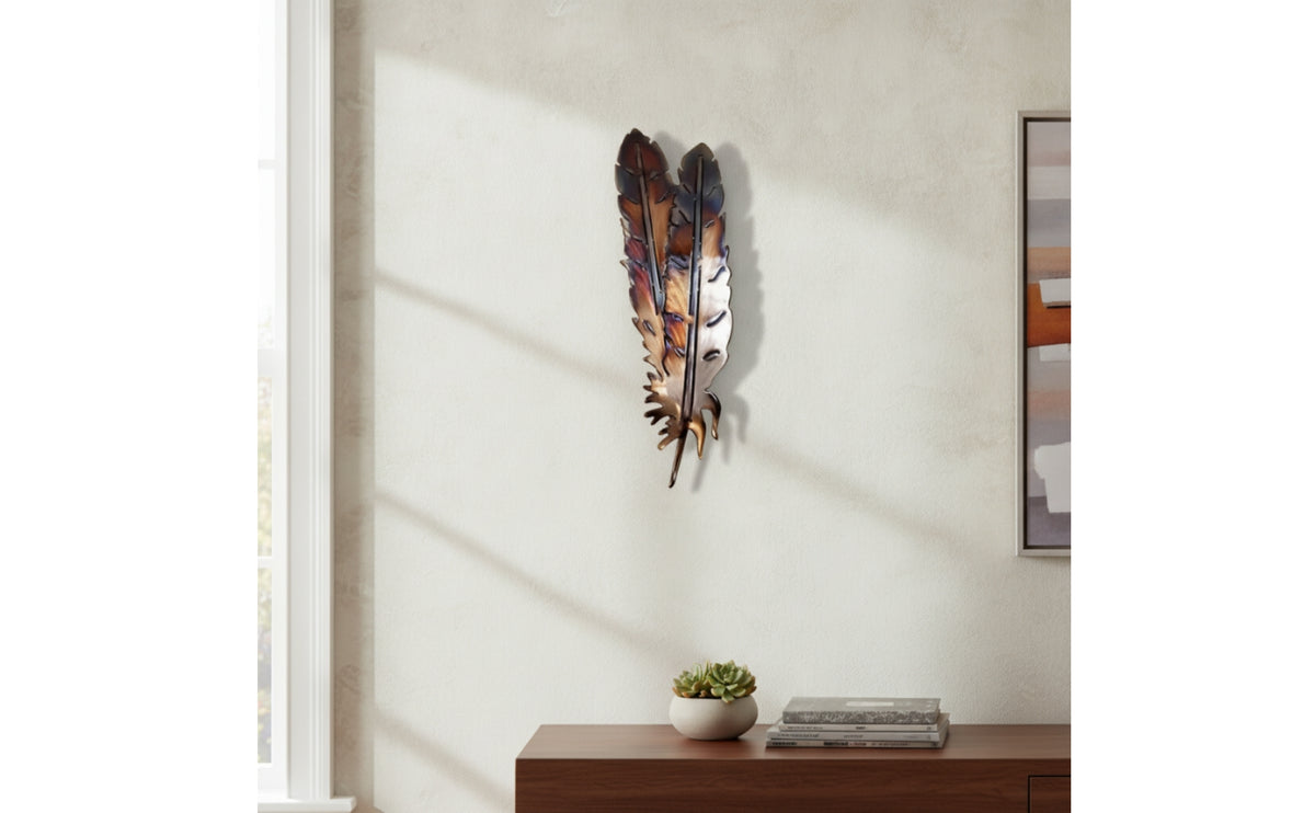 Shiny Metal Feather Wall Decor | Decorative, for Living Room