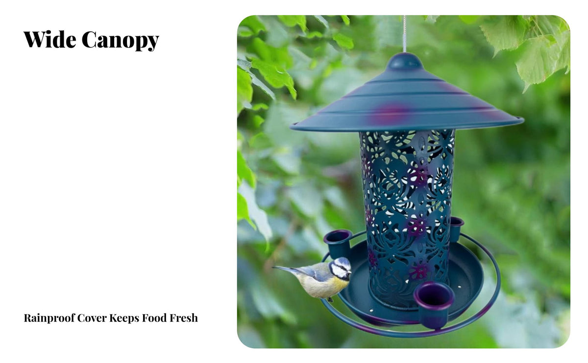 Decorative Hollow-out Bird Feeder Weather-Resistant Hanging Avian Feeder Easy to Fill Garden Decor for Gardeners, Yard, Patio, Balcony