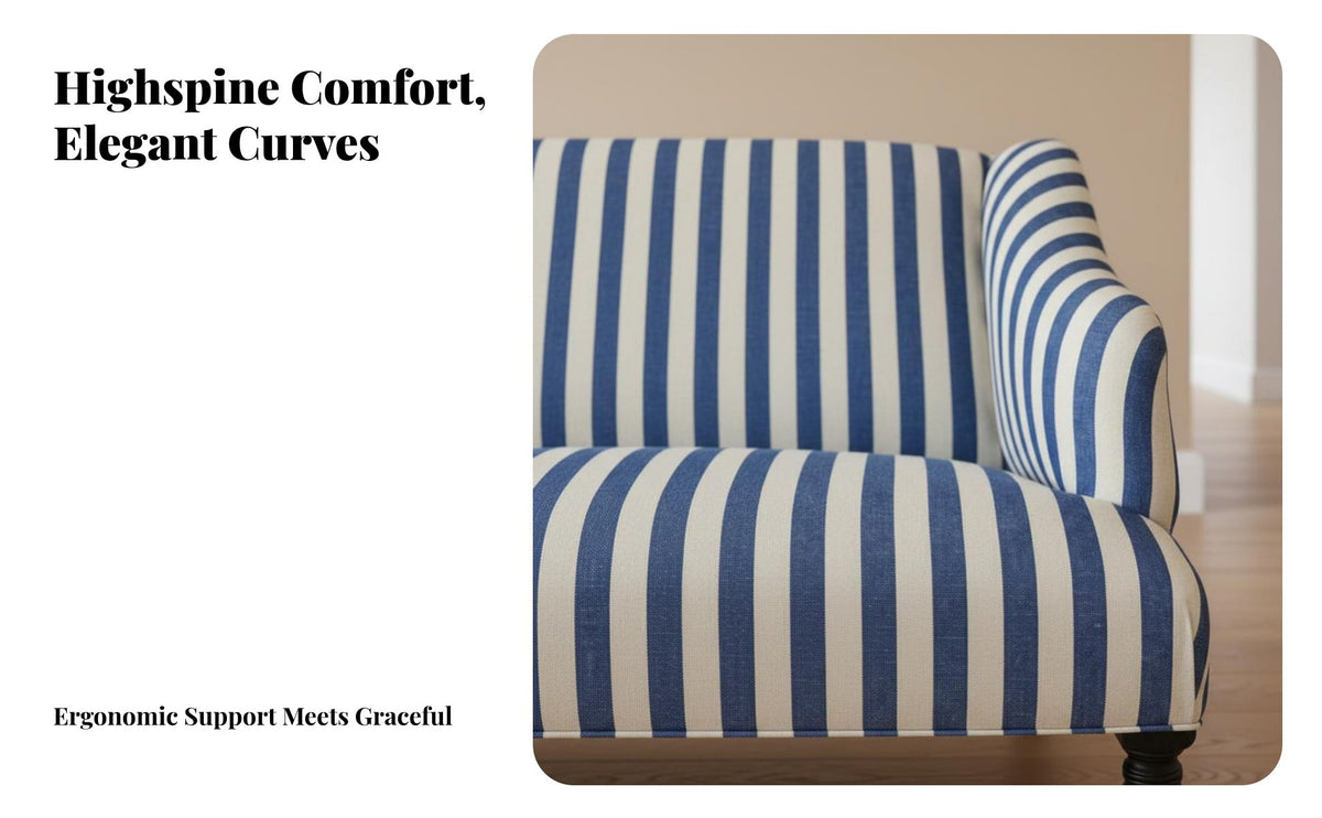 French Country Design Highrear Wooden Frame Settee Vintage design Small Sofa Latex padding Loveseat Breathable Fabric for Apartment Dwellers, partners, Homeowners, perusing alcove, Lounge Area, Bedroom, Office
