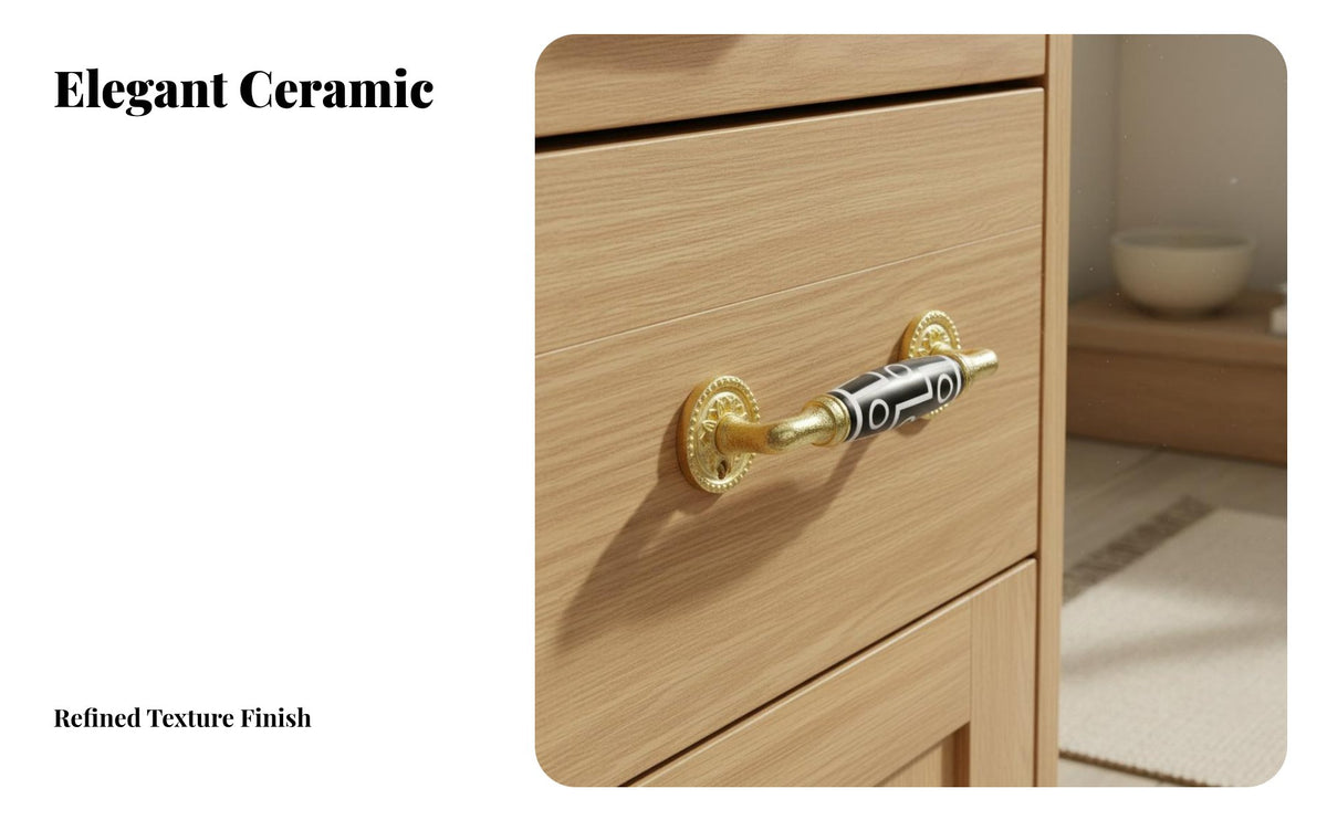 Decorative Ceramic Drawer Pull Easy to Install Pastoral Design Furniture Pull Comfortable Grip