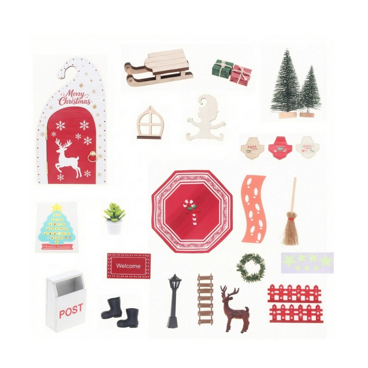 Miniature Holiday Cottage Kit Dollhouse Accessories Festive Miniature House Kit Holiday-Themed Wooden Yuletide Set for Crafters, Desktop Decor