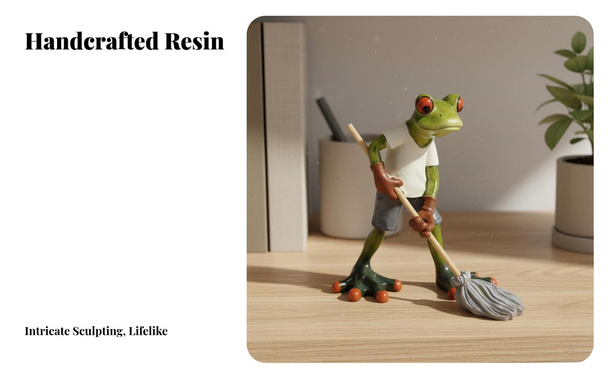 Creative Design Resin Frog Sculpture Inspirational Nordic Aesthetic Frog Decor Hand-Dyed for Garden, Living Room, Desktop