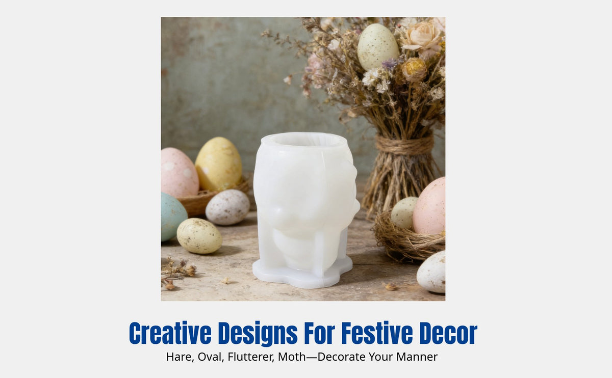Easter Oval Hare DIY Candle Mold, Plaster, Resin, Embossed Craft Decor