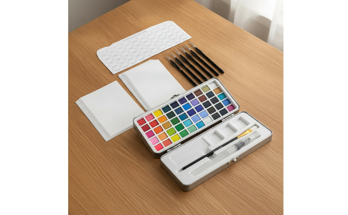 Watercolor Painting Kit Complete Watercolor Kit with Watercolor Brush Cold-Pressed Art Supplies for Beginners, Students, Outdoor Sketching