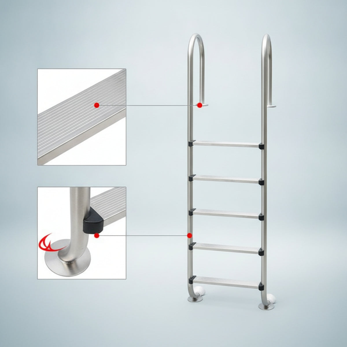5-Step Pool Ladder Stainless Steel Pool Ladder with Handrails Resistant for Homeowners, Swimming Pools