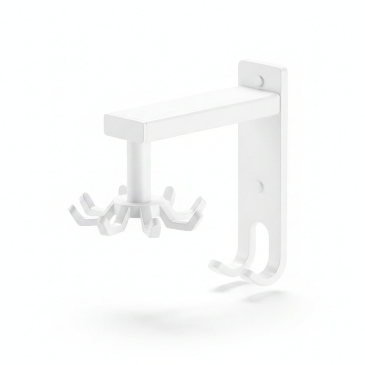 No-Drill Wall-Mounted Kitchen Hook Rack Drilling Drill-Free Installation Rotating Utensil Holder Swivel 8-Hook Wall Rack Metal
