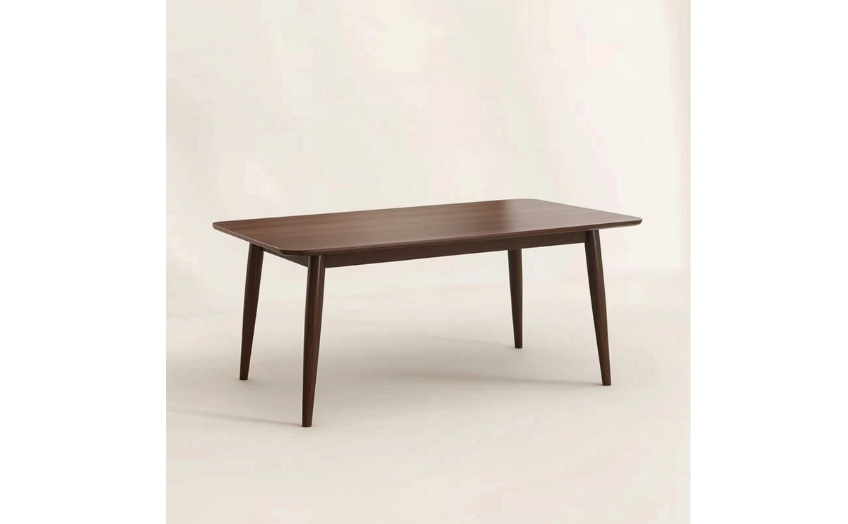 Walnut Brown Rubberwood Dining Table Modern Solid Wood Dining Table Thick Furniture Minimalist for Families