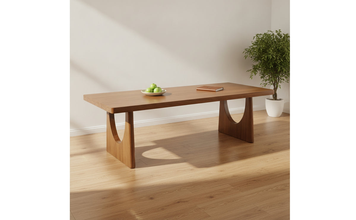 Natural Wood Bench with Arched Cutouts Rustic Dining Bench Farmhouse Furniture Modern for Homeowners