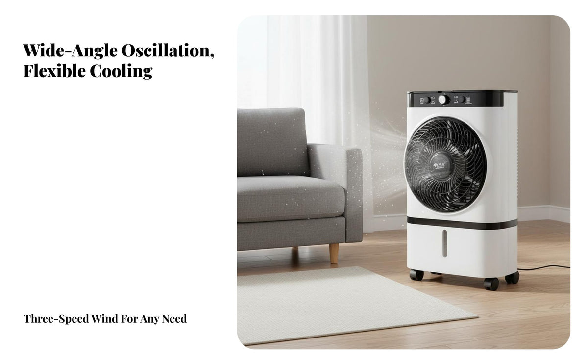 Portable Air Chiller Humidifying Function Twin Air Blower Chiller Three Settings Water Cooling Fan for Homeowners, Office Workers
