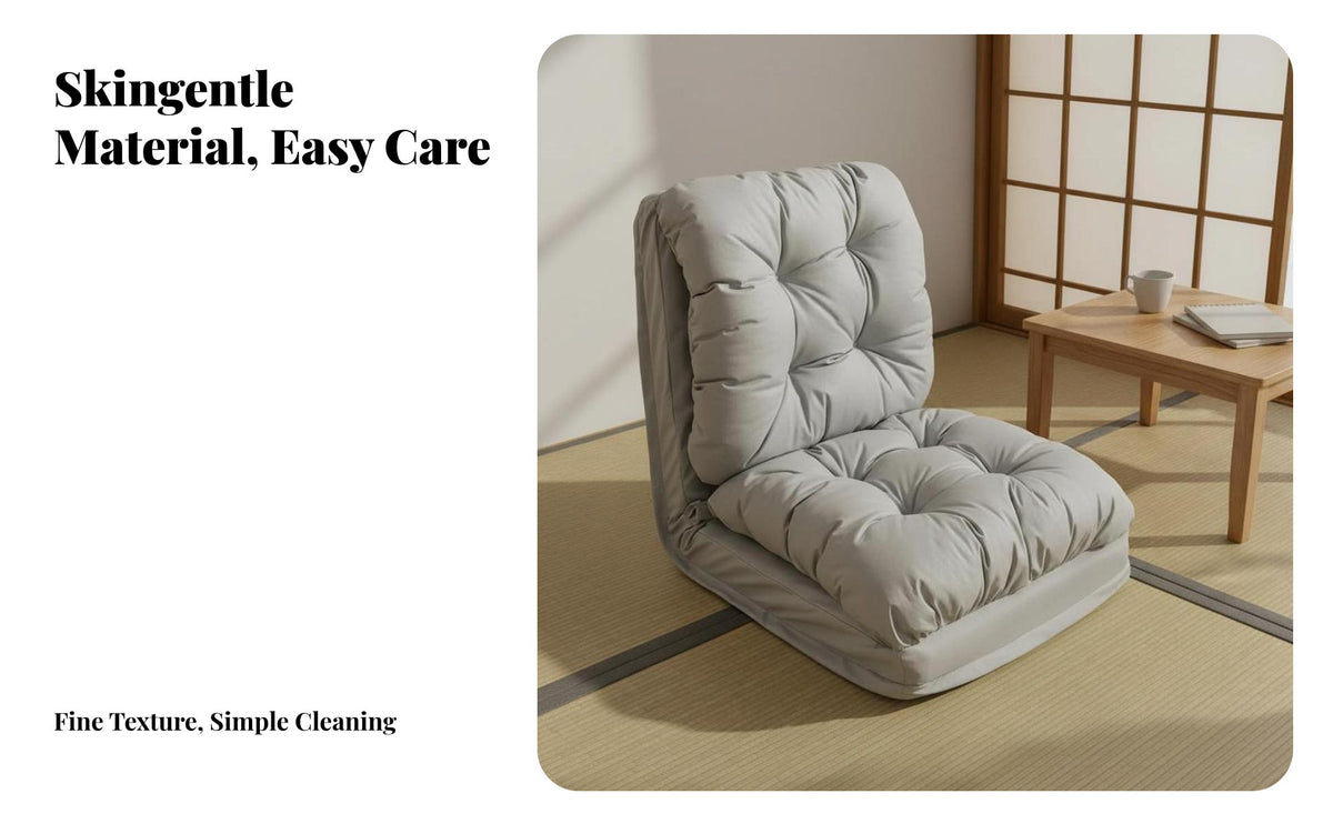 Multi-Functional Convertible Armchair Bed Space-Saving Adjustable Futon Lounger Easy Assembly Floor Sofa Low-Slung Design for Apartment Dwellers, Students, Young Adults, Bedroom, Living Room, Small Areas, Reading Nook