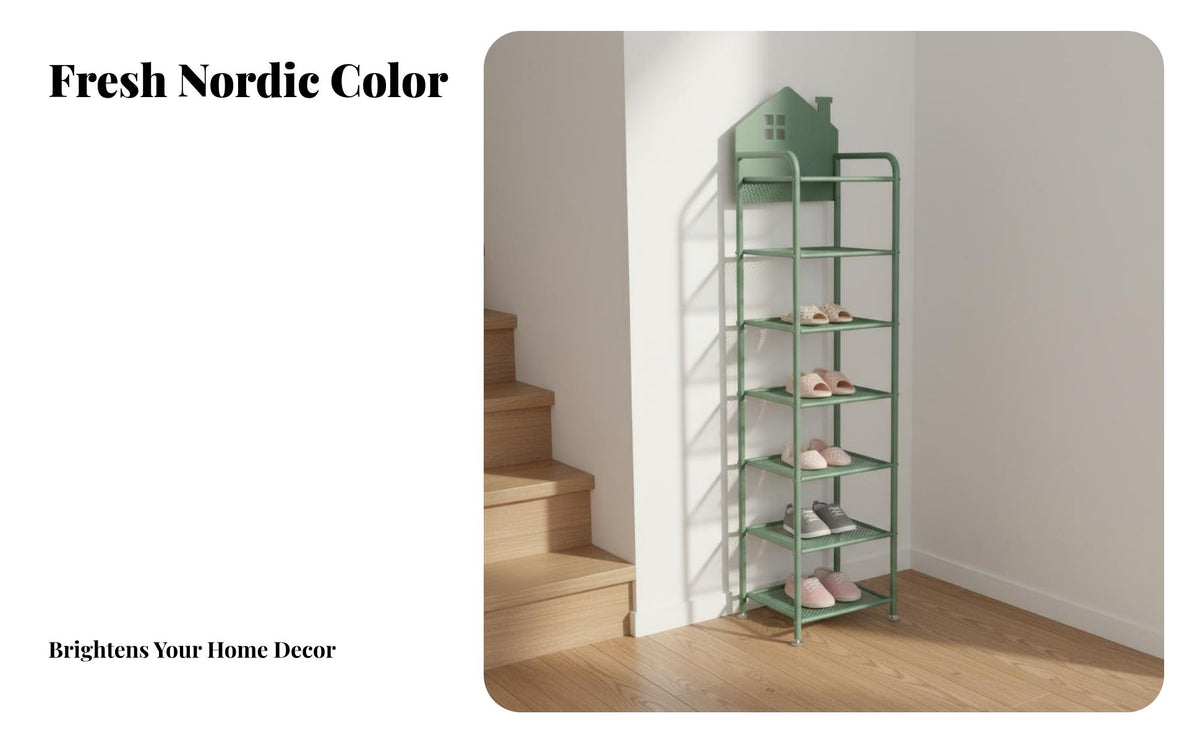 Space Saving Narrow Shoe Stand Easy Assembly Childrens Shoe Organizer Anti-Slip Feet Household Storage Sturdy Construction for Children, Apartment Dwellers, Small Areas, Entryway, Hallway, Stairwell