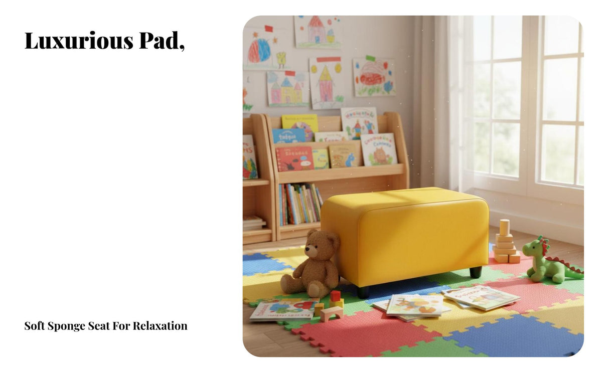 adjustableable Rectangular Padded Stool adjustableable Use Upholstered Footrest Comfortable Padding Footstool Space-Saving for Families, Office Workers, Kindergarten, Living Room, Library, Entryway