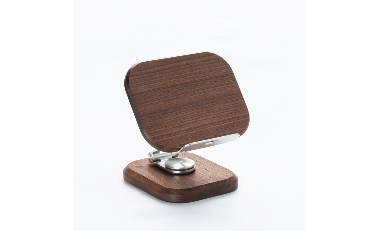 Phone Stand with Wooden Base Rotating Adjustable Desktop Phone Holder Sturdy Desktop Stand for Professionals, Nightstand